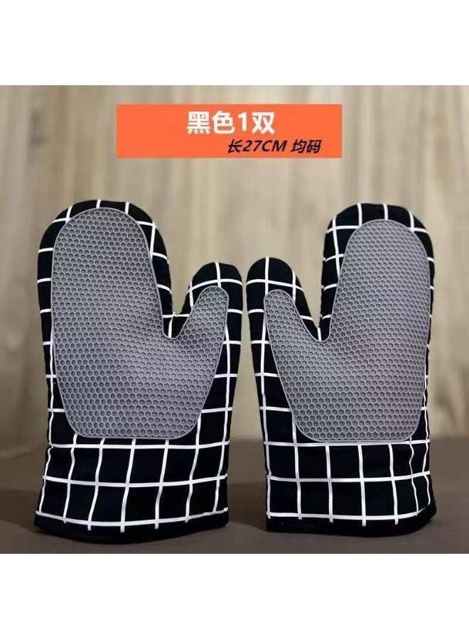 قفاز فرن سيليكون مبطن تقيل، مانعة للانزلاق، مناسبة للطبخ والشواء قطعه - Image 2